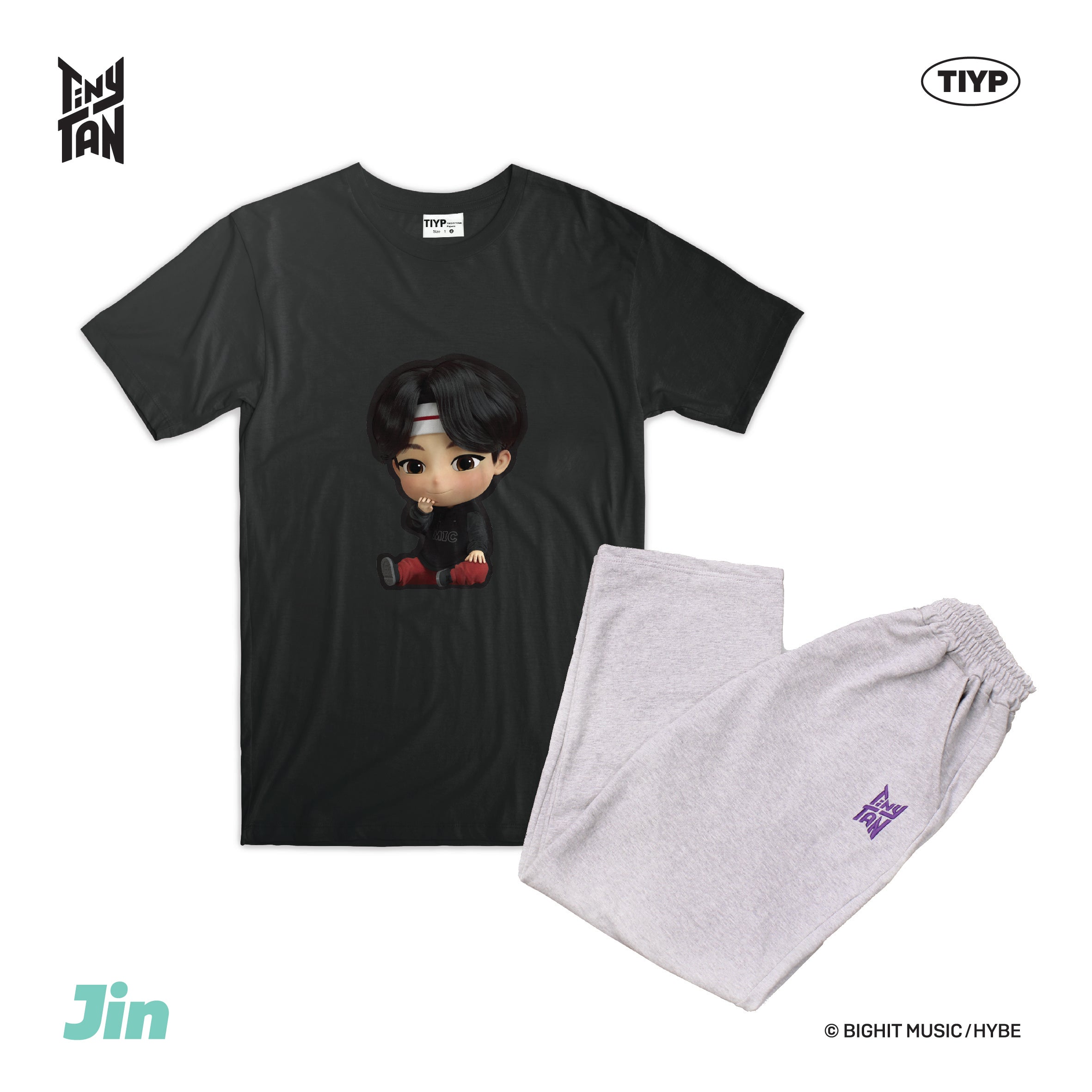 TinyTAN 3D Black Loungewear by TIYP - Jin