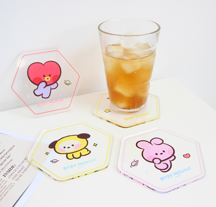 BT21 minini Hexagon Acrylic Coaster