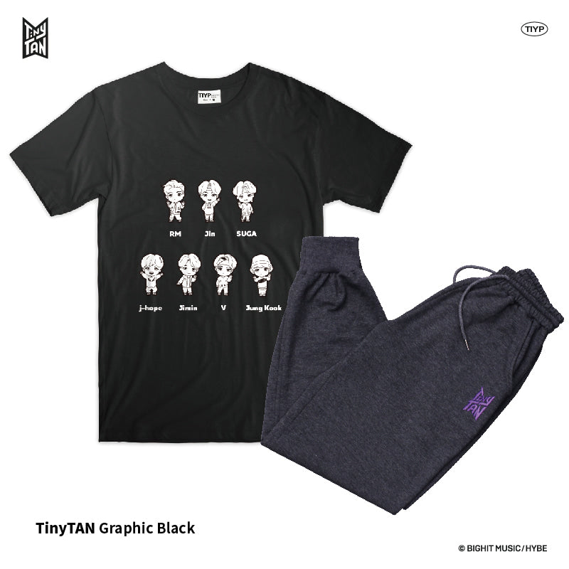 TinyTAN Black Graphic Loungewear by TIYP