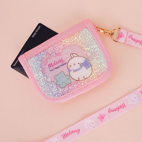 Molang Rainbow Neck Wallet (pink)