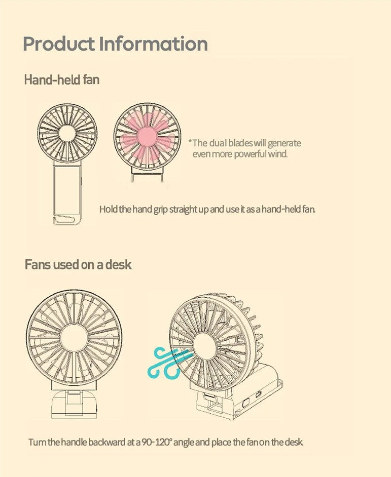 TATA - BT21 MININI Dual Blade Portable Handheld shops Personal Handy Fan by BTS