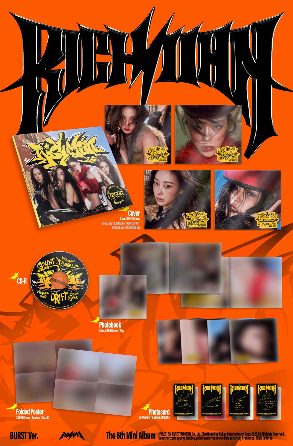 [Pre-Order] aespa 6th Mini Album [Rich Man] (BURST Ver.)