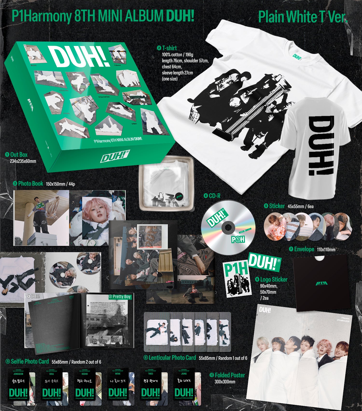 P1Harmony 8th Mini Album [DUH!] (Plain White T Ver.)