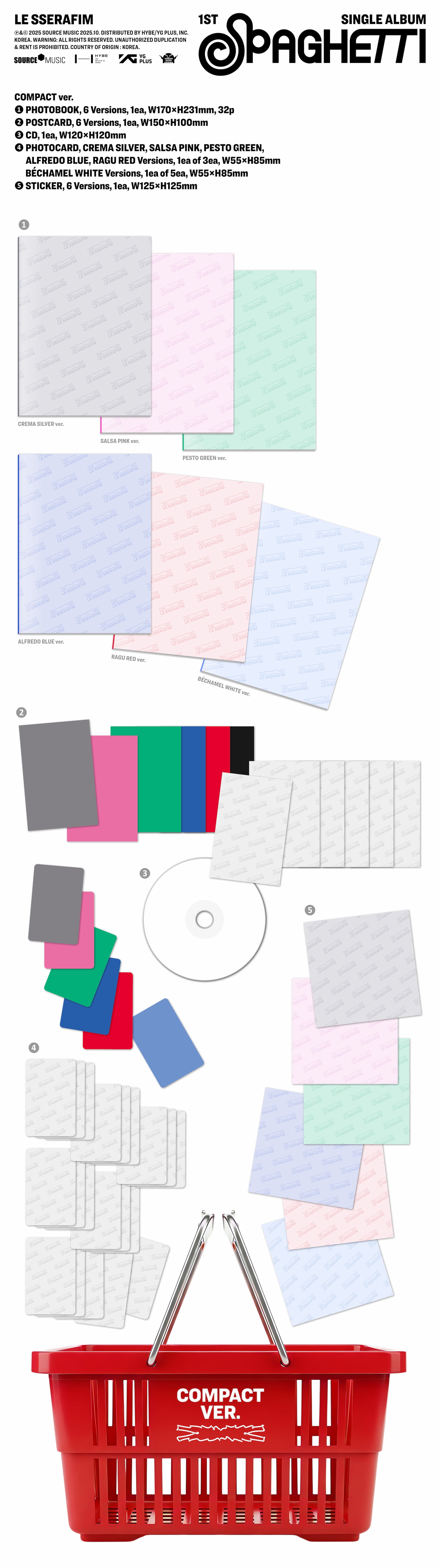 [PRE-ORDER] LE SSERAFIM 1st Single Album 'SPAGHETTI' (COMPACT ver.)