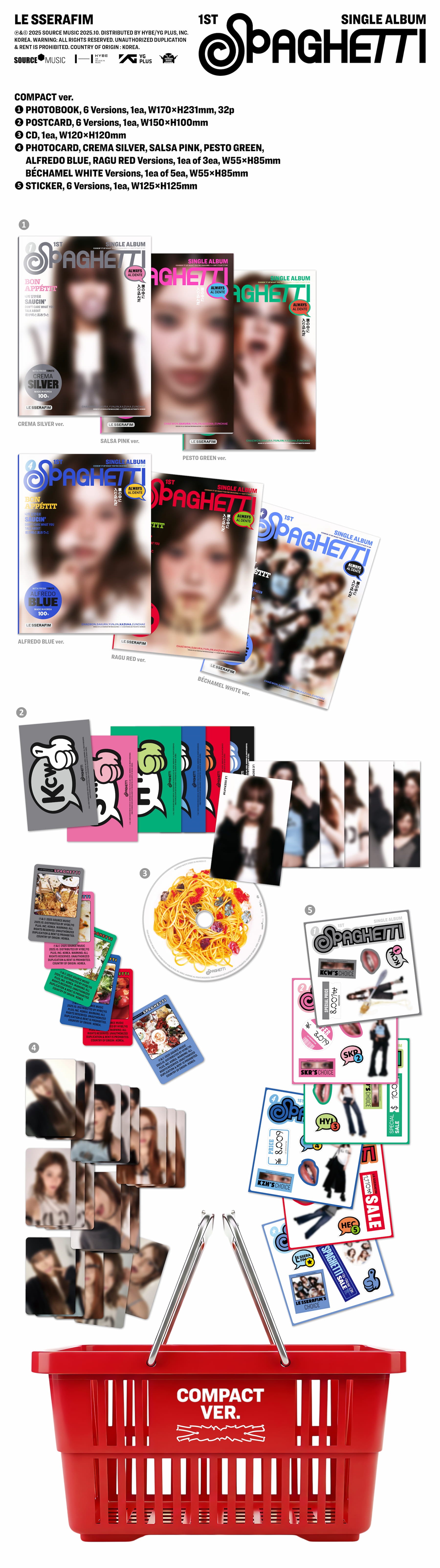 [PRE-ORDER] LE SSERAFIM 1st Single Album 'SPAGHETTI' (COMPACT ver.)