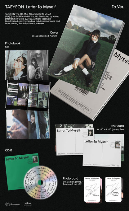 TAEYEON - 6th Mini Album [Letter To Myself] (TO ver.)