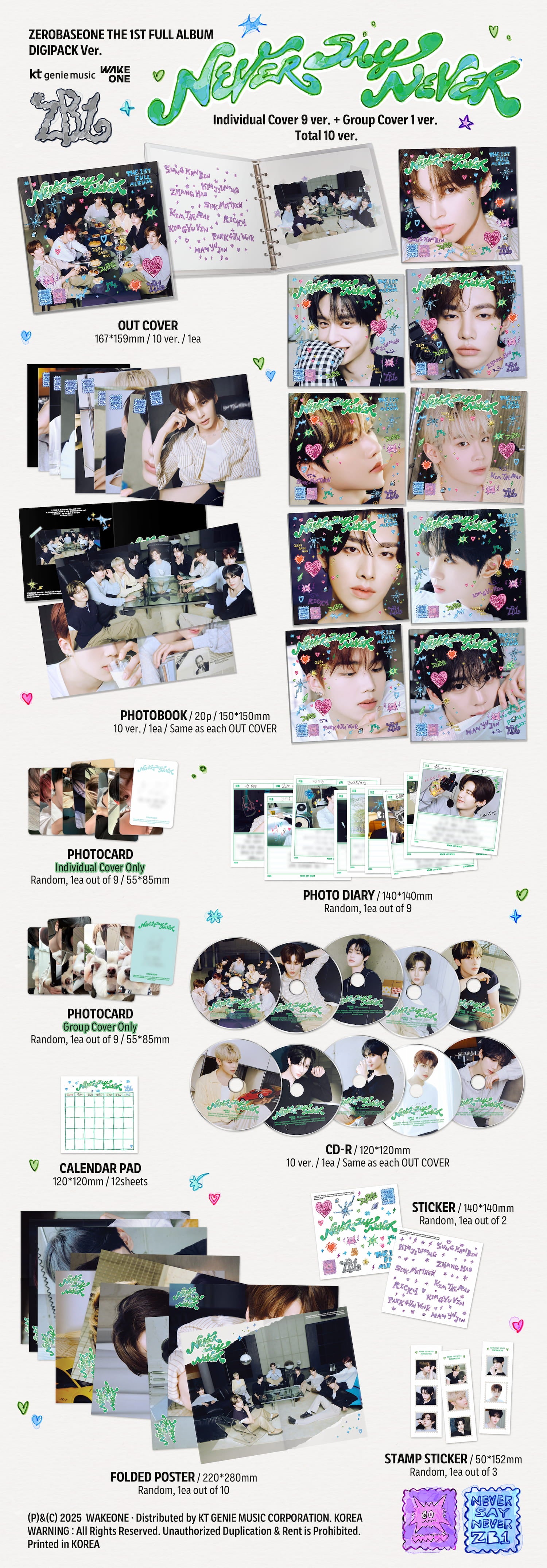[Pre-Order] ZEROBASEONE THE 1ST FULL ALBUM [NEVER SAY NEVER] DIGIPACK Ver.