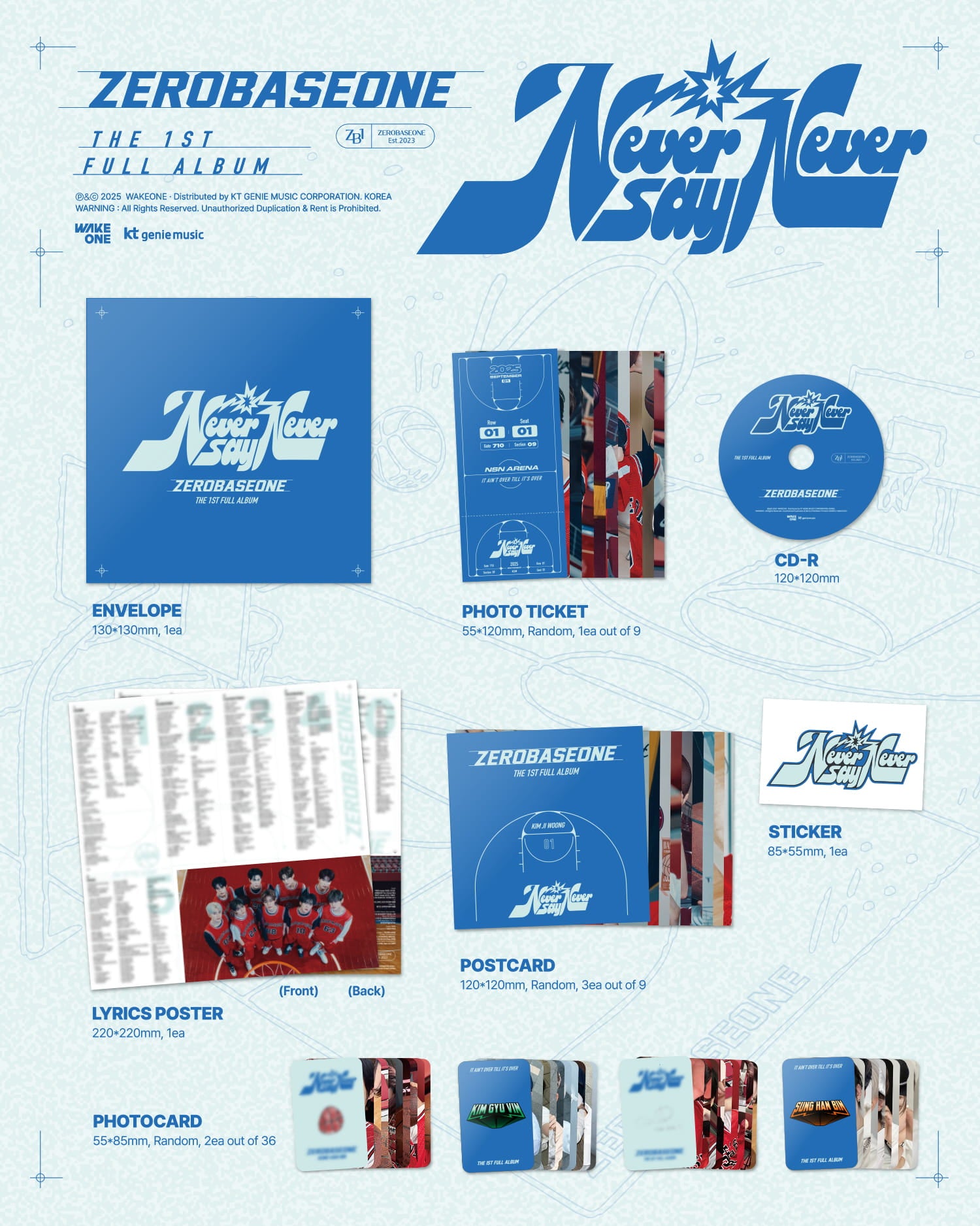 [Pre-Order] ZEROBASEONE THE 1ST FULL ALBUM [NEVER SAY NEVER] SLAM DUNK Ver.