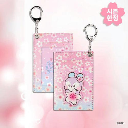 BT21 Leather Patch Card Holder Cherry Blossom