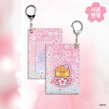 BT21 Leather Patch Card Holder Cherry Blossom