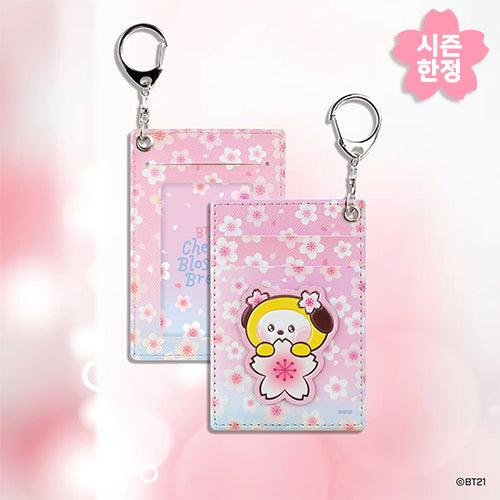 BT21 Leather Patch Card Holder Cherry Blossom