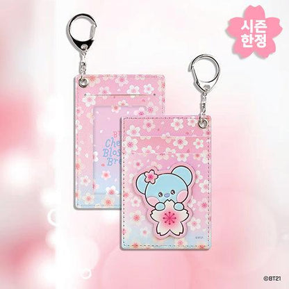 BT21 Leather Patch Card Holder Cherry Blossom