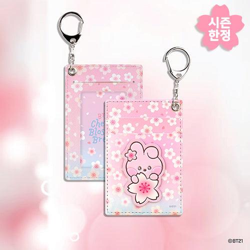 BT21 Leather Patch Card Holder Cherry Blossom