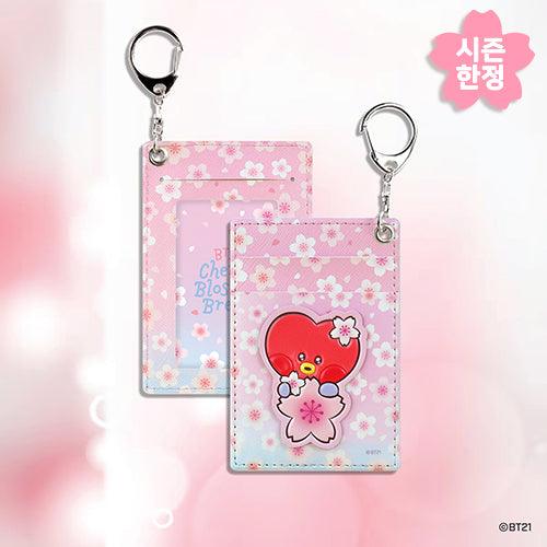 BT21 Leather Patch Card Holder Cherry Blossom