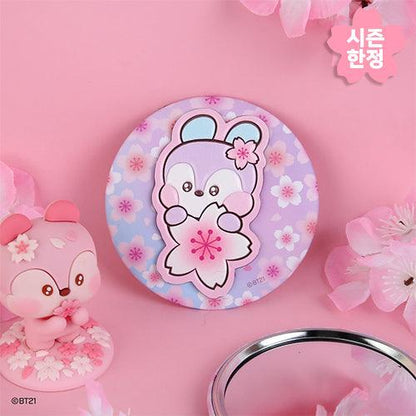 BT21 Leather Patch Mirror Cherry Blossom