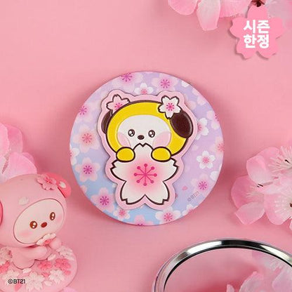 BT21 Leather Patch Mirror Cherry Blossom