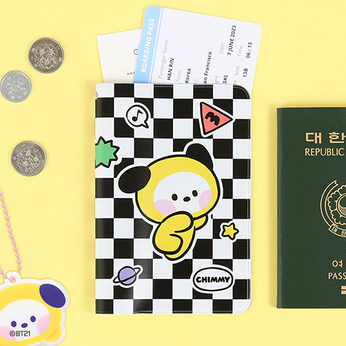 BT21 Minini Mang Leather Patch Passport Holder Cover